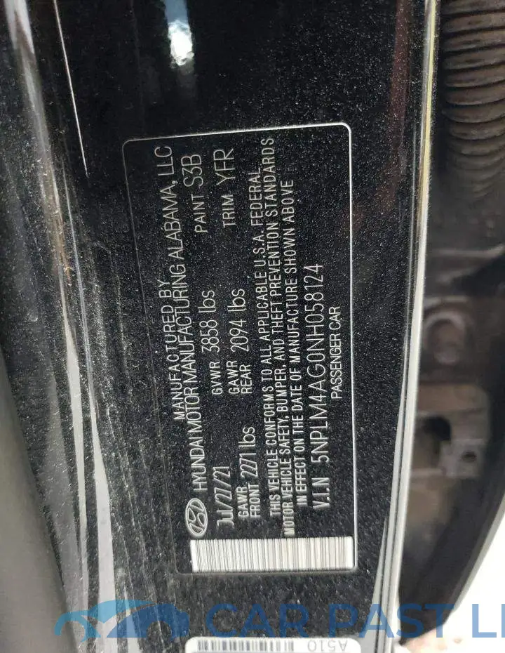 5NPLM4AG0NH058124# 12