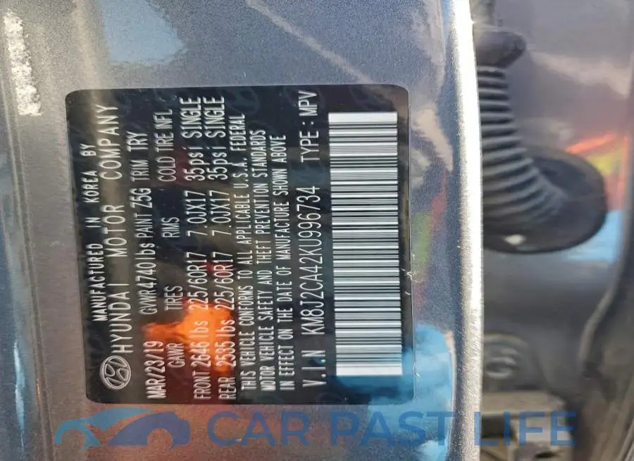 KM8J2CA42KU996734# 13