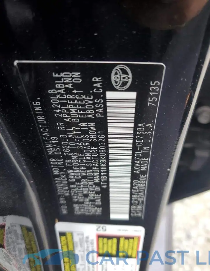 4T1B11HK8KU803261# 12