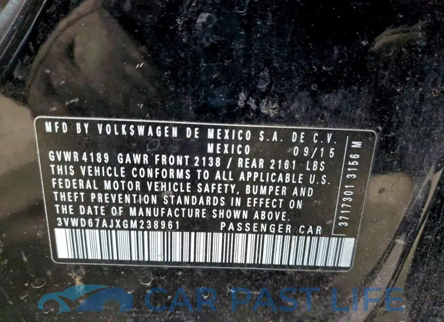3VWD67AJXGM238961# 12