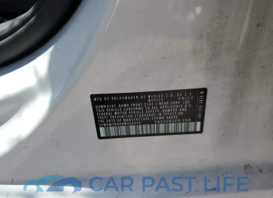 3VWGM7BU0NM034243# 12