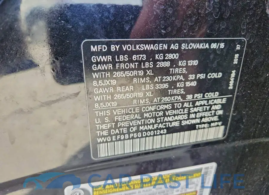 WVGEF9BP5GD001243# 12