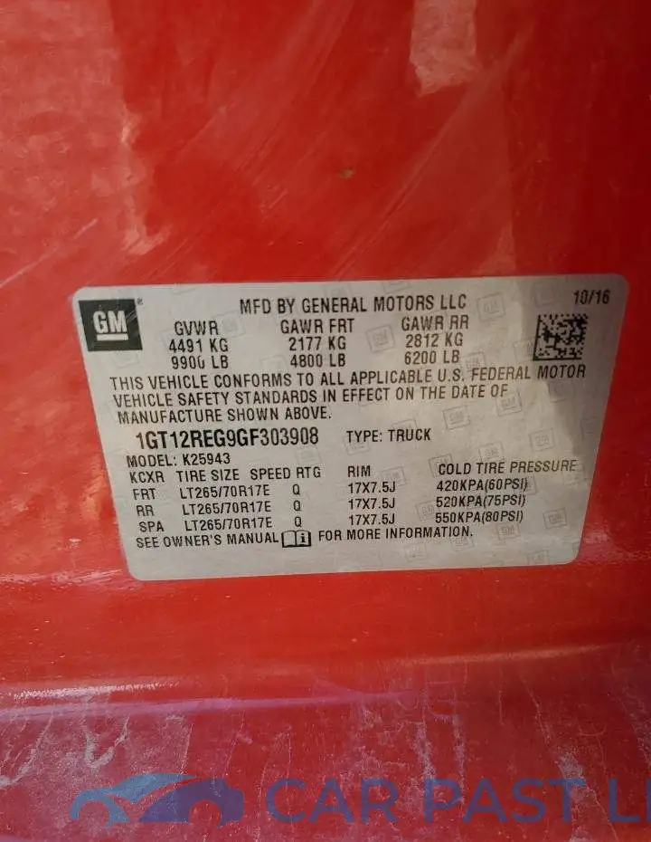 1GT12REG9GF303908# 12