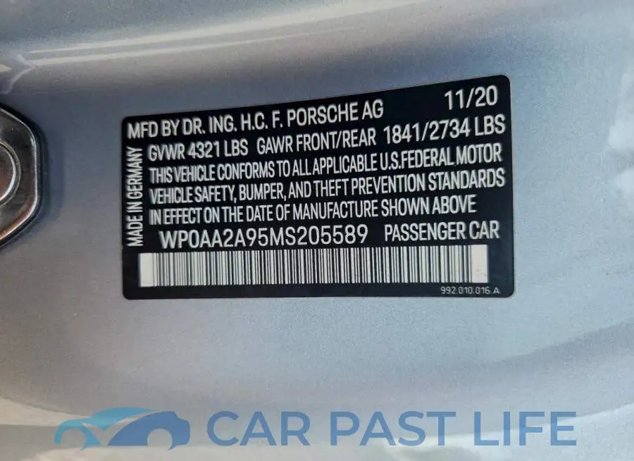 WP0AA2A95MS205589# 12