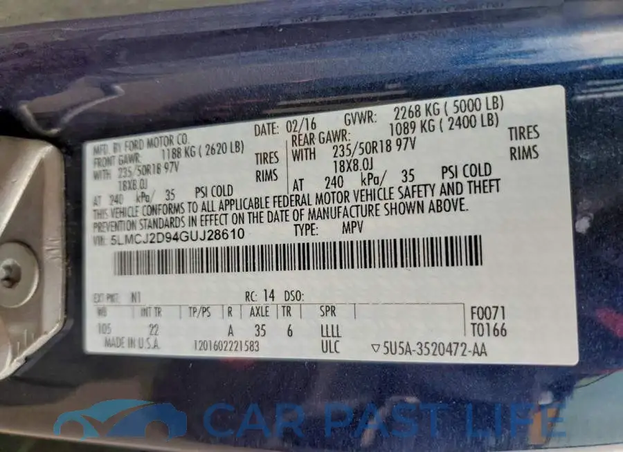 5LMCJ2D94GUJ28610# 14