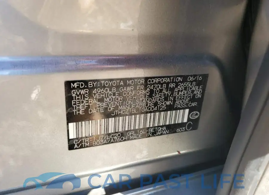 JTHCZ1BL1GA004125# 12
