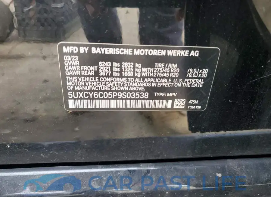 5UXCY6C05P9S03538# 13