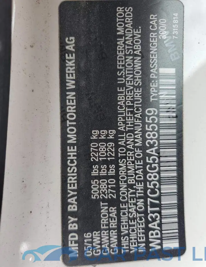 WBA3T7C58G5A38559# 12