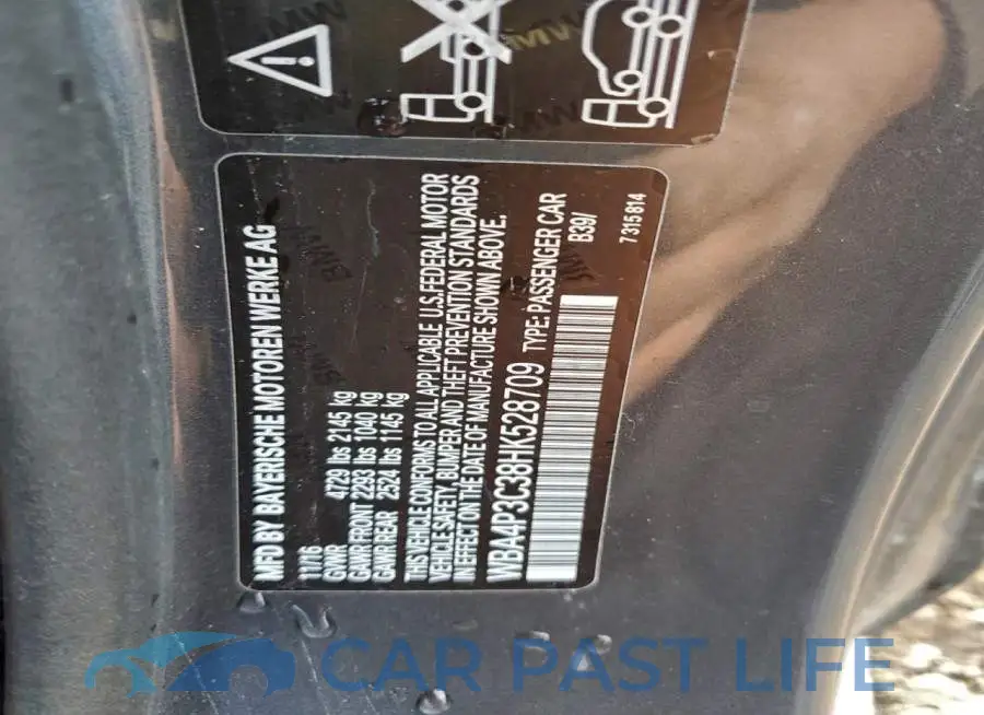 WBA4P3C38HK528709# 12