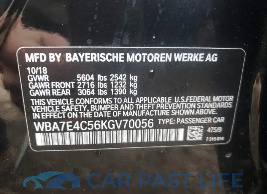 WBA7E4C56KGV70056# 12