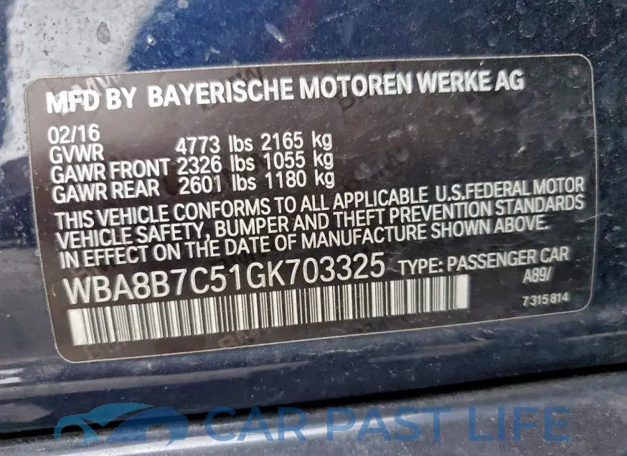 WBA8B7C51GK703325# 13