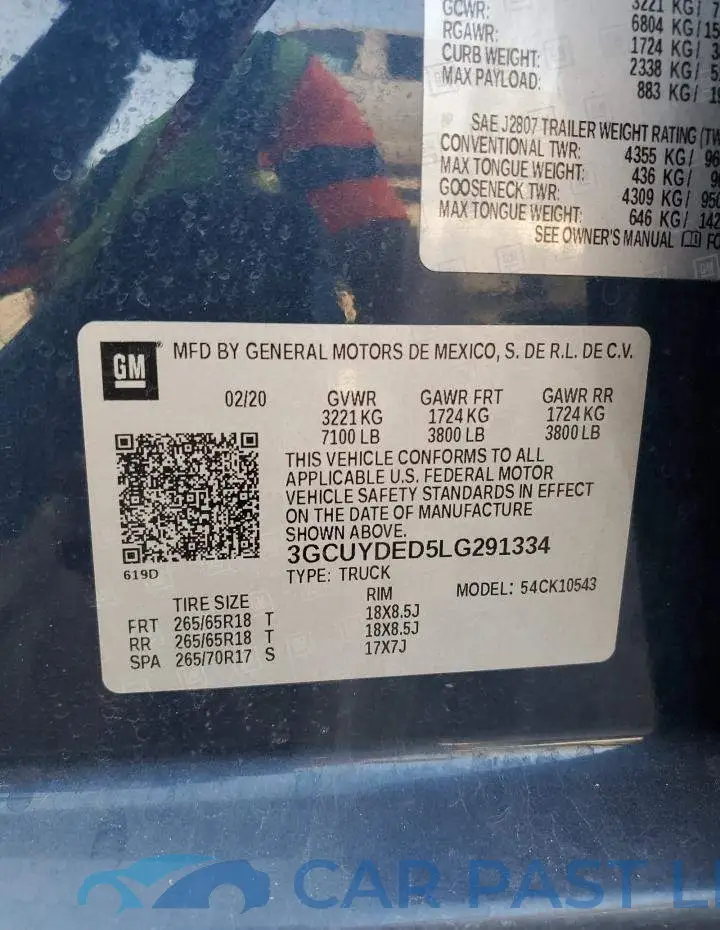 3GCUYDED5LG291334# 13