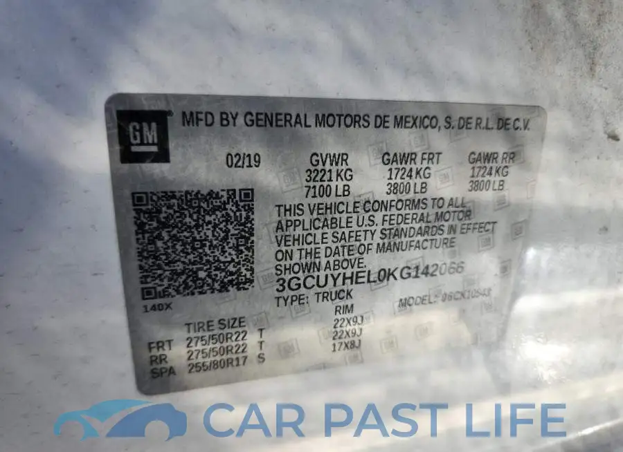 3GCUYHEL0KG142066# 12