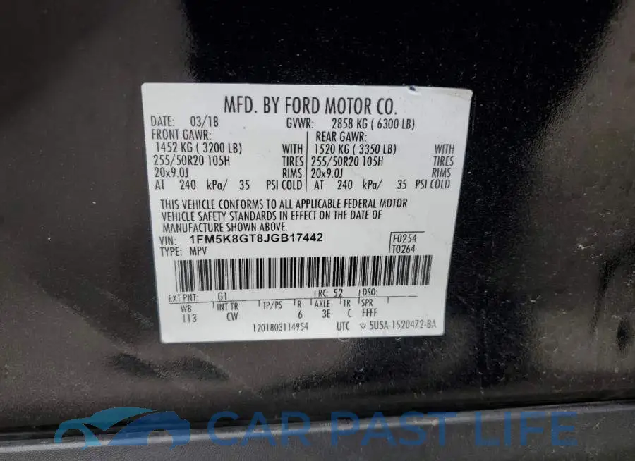 1FM5K8GT8JGB17442# 13