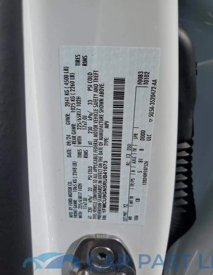 1FMCU9GN5RUB41073# 13