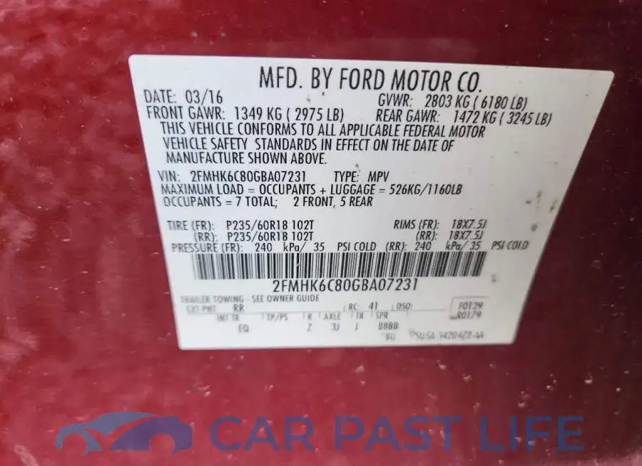 2FMHK6C80GBA07231# 13