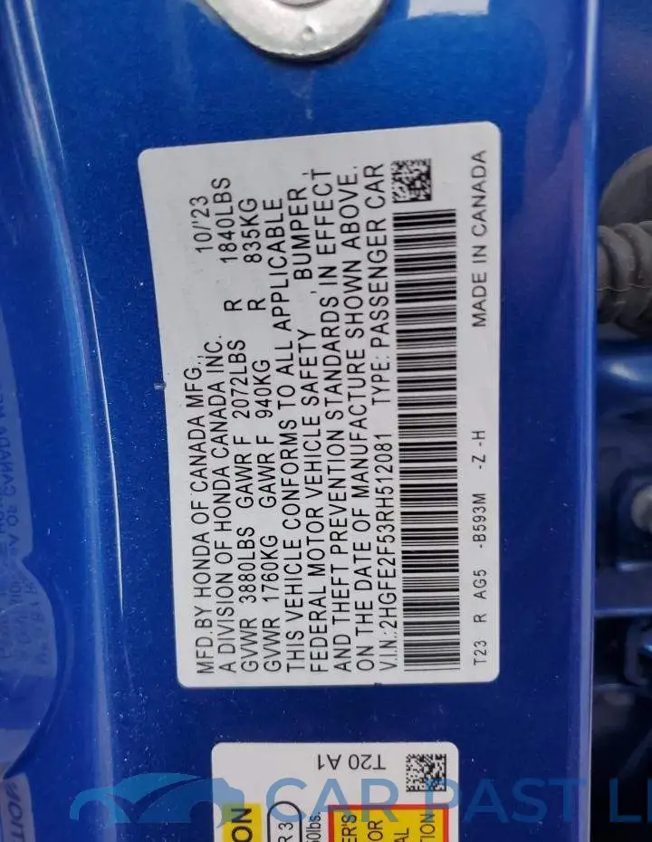 2HGFE2F53RH512081# 12