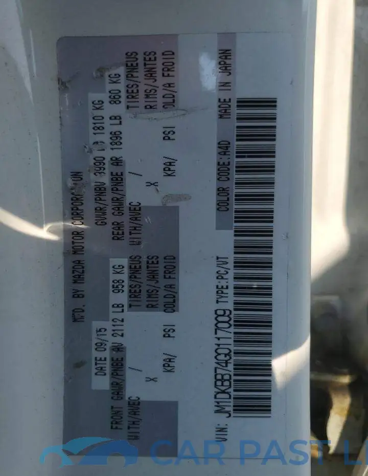 JM1DKBB74G0117009# 12