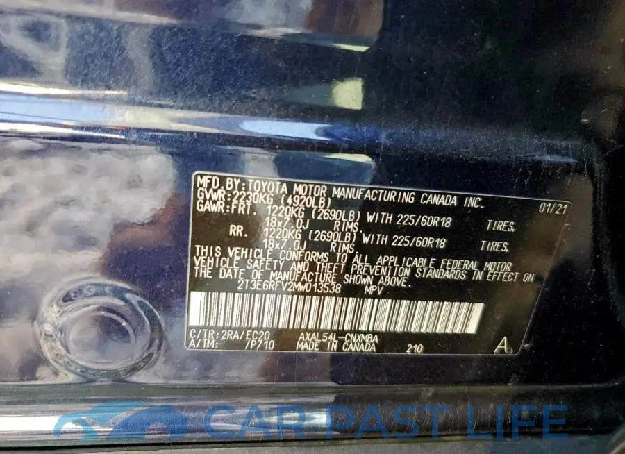 2T3E6RFV2MW013538# 13