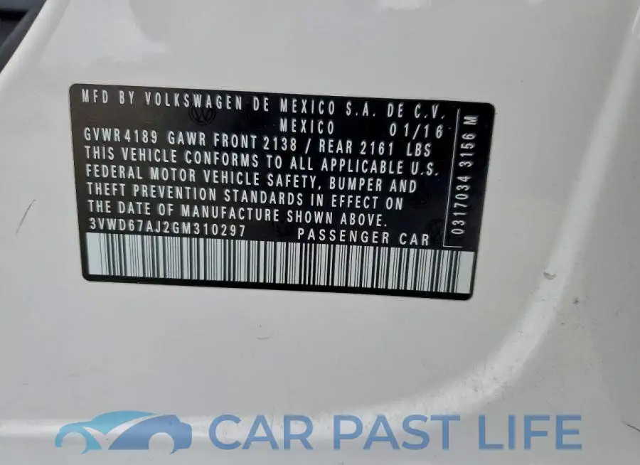 3VWD67AJ2GM310297# 12