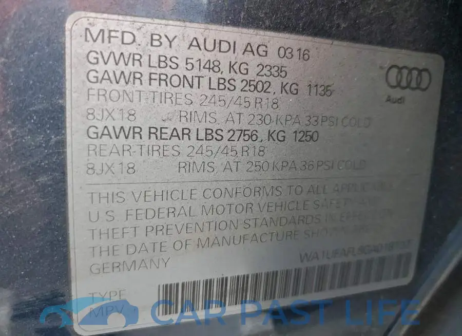 WA1UFAFL8GA018137# 12