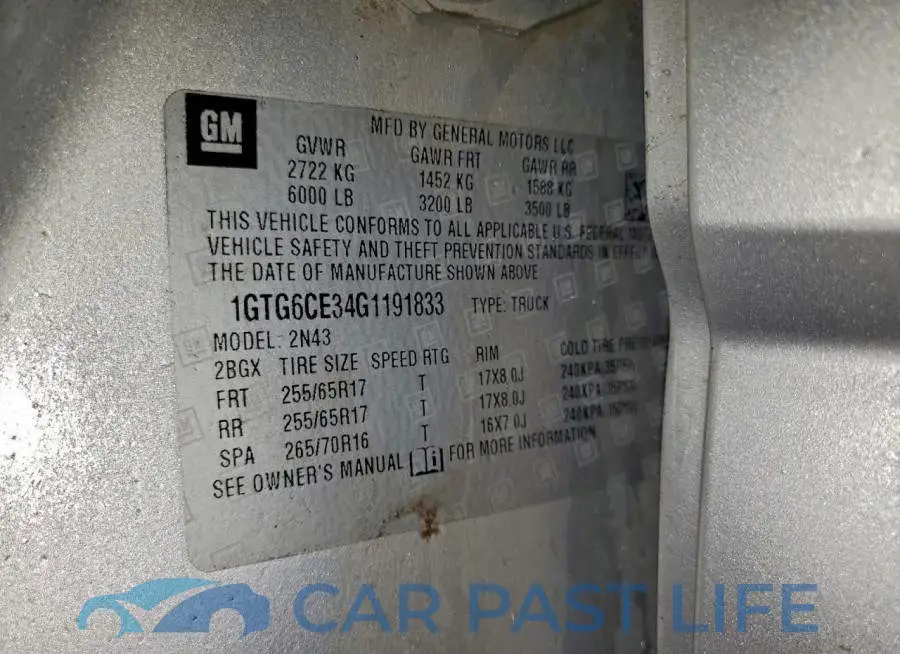 1GTG6CE34G1191833# 12