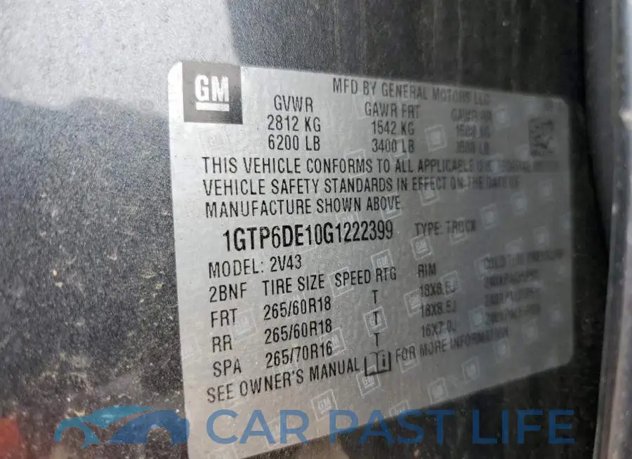 1GTP6DE10G1222399# 12