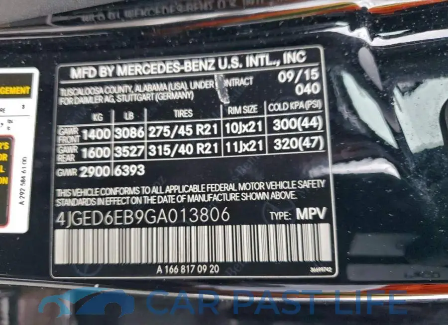 4JGED6EB9GA013806# 13