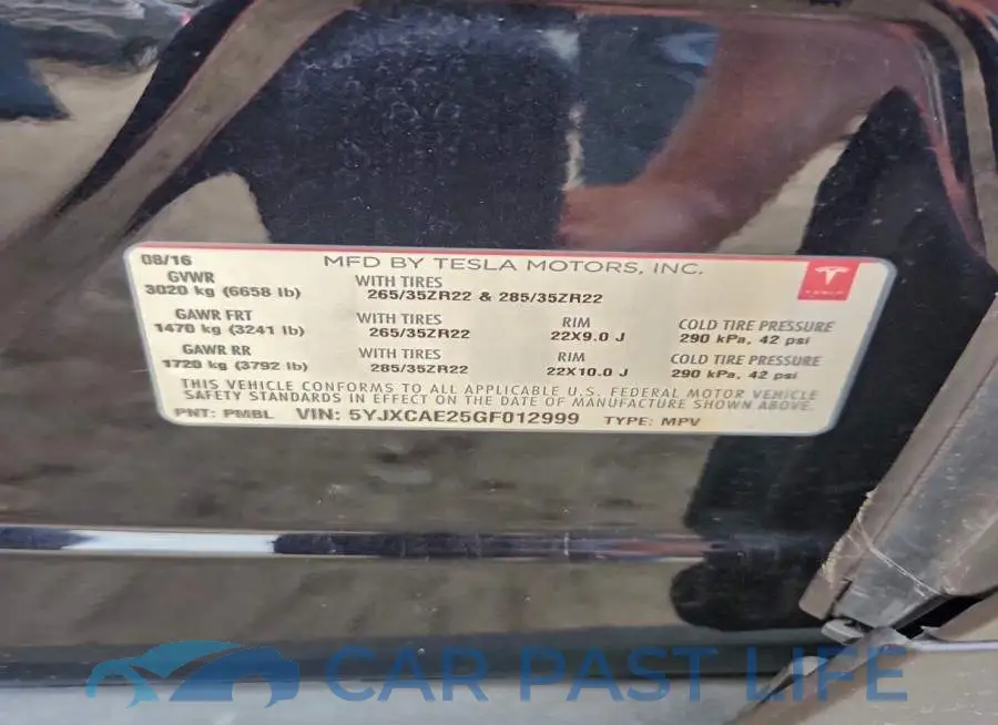 5YJXCAE25GF012999# 12