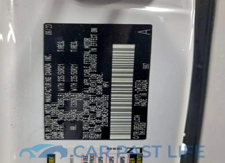 2T2BCMEA5PC007692# 12