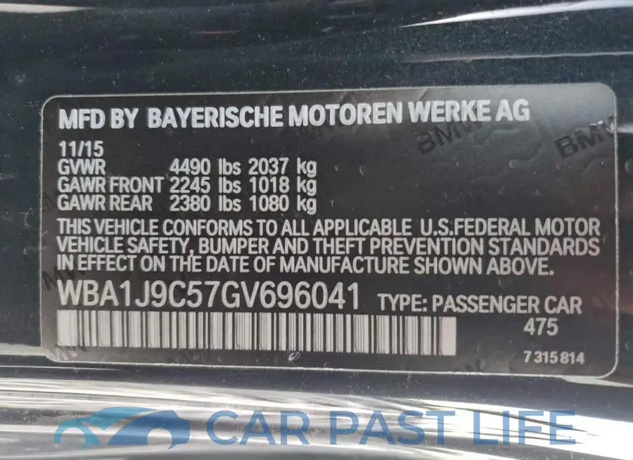 WBA1J9C57GV696041# 12