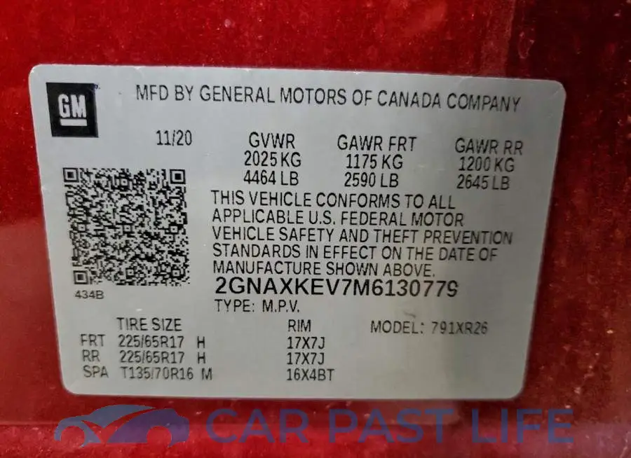 2GNAXKEV7M6130779# 14