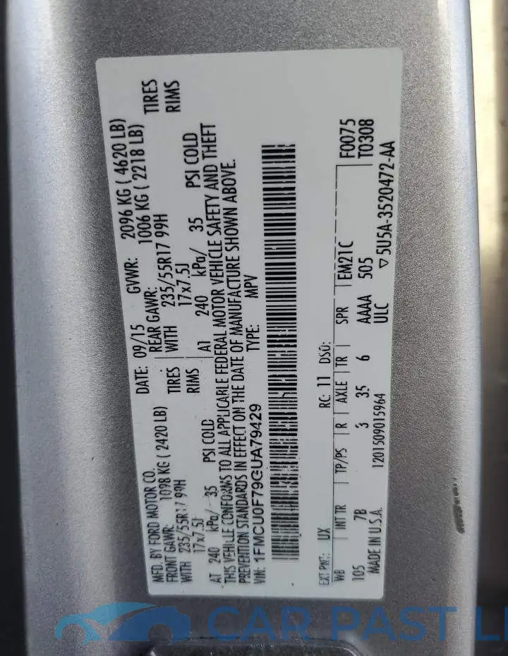 1FMCU0F79GUA79429# 13
