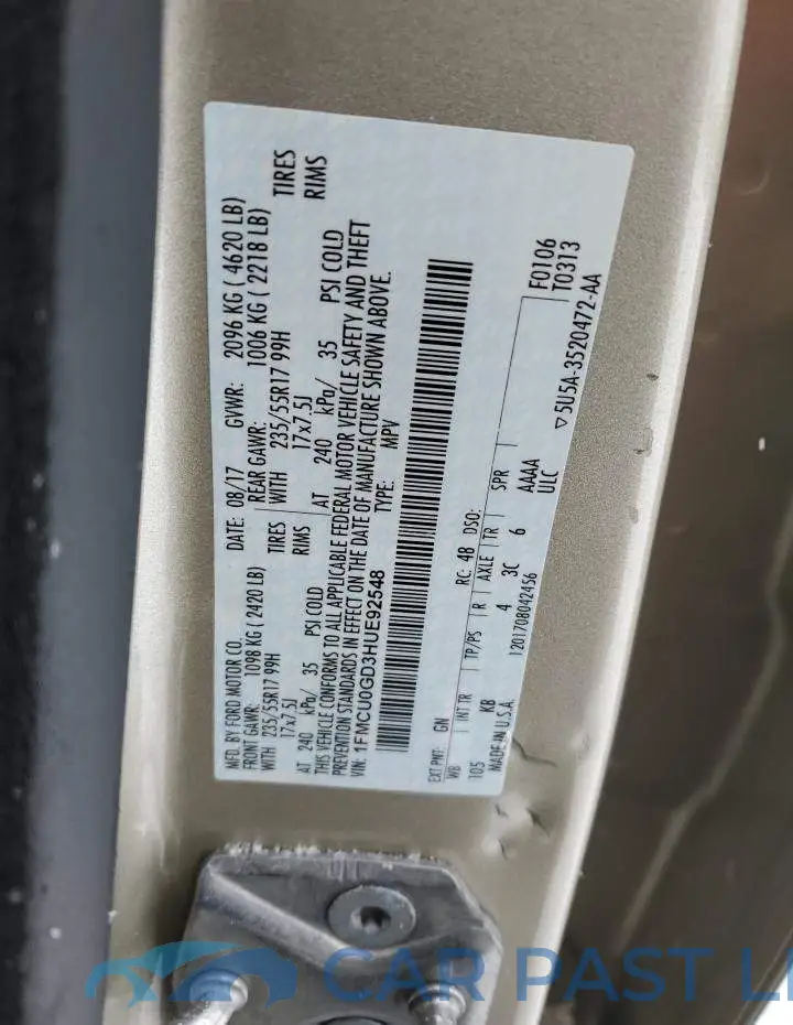 1FMCU0GD3HUE92548# 12