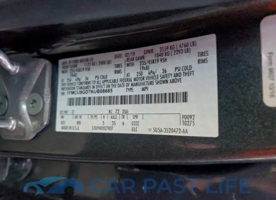 1FMCU9GD7KUB08685# 13