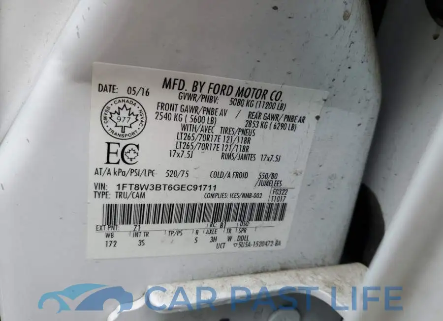 1FT8W3BT6GEC91711# 12