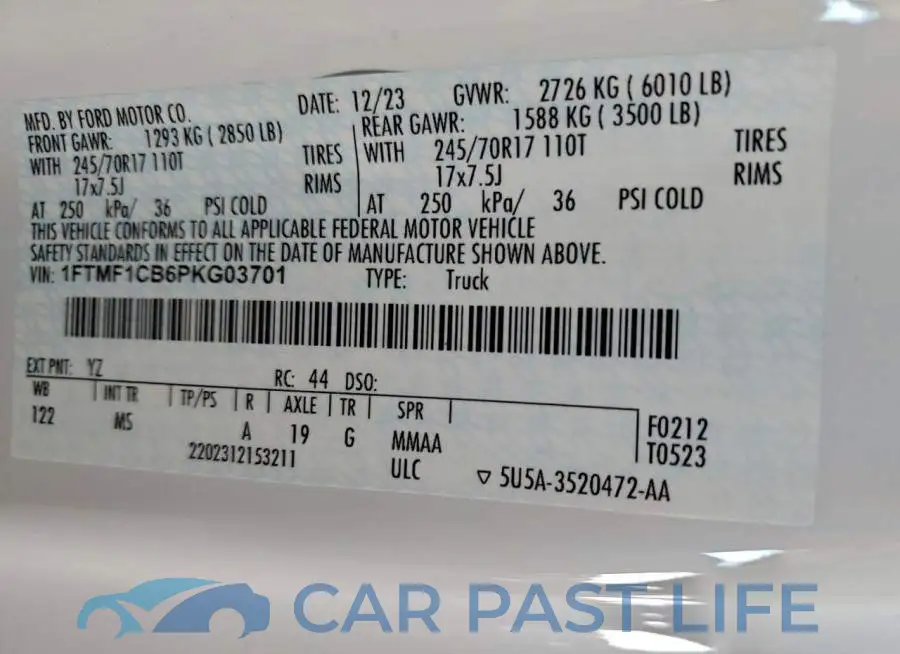 1FTMF1CB6PKG03701# 12