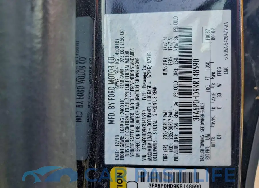 3FA6P0HD9KR148590# 12