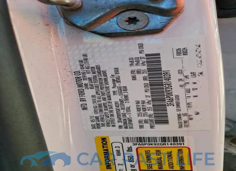 3FA6P0K92GR140391# 12