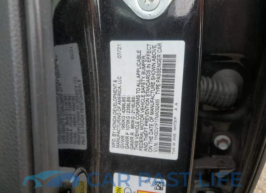 1HGCV1F17MA092455# 12