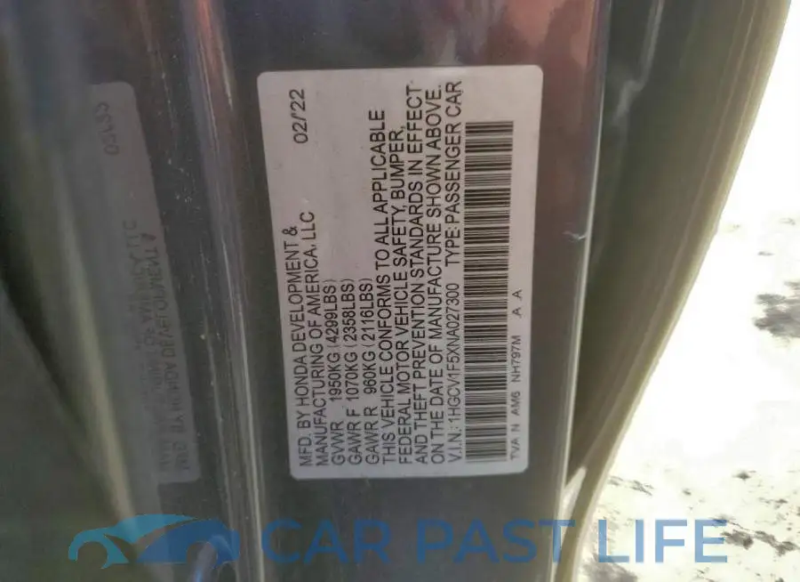 1HGCV1F5XNA027300# 13