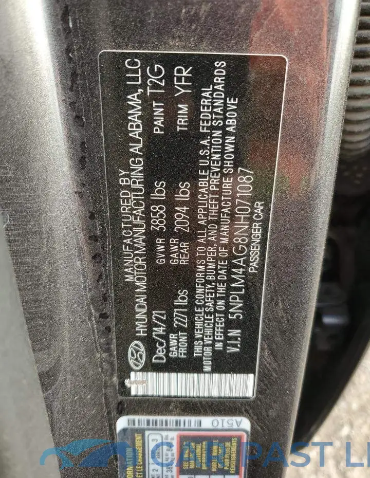 5NPLM4AG8NH071087# 12