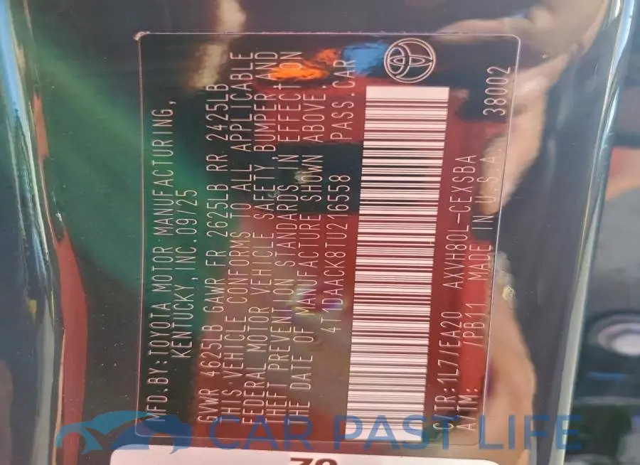 4T1DAACK8TU216558# 12