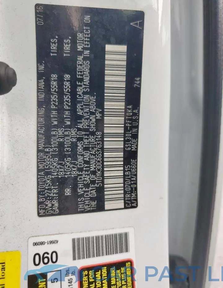 5TDYK3DC6GS763148# 14