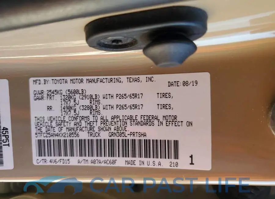 5TFCZ5AN4KX210556# 12