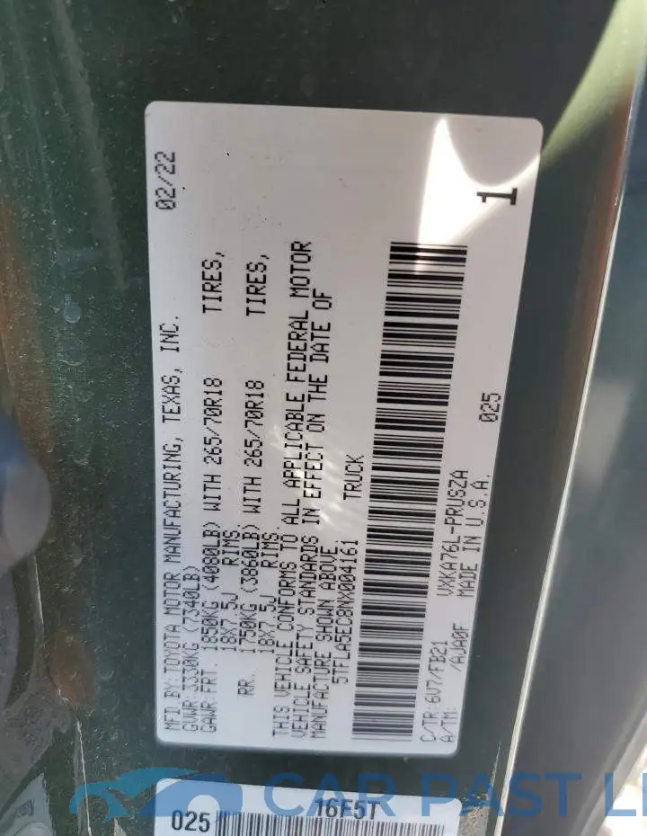 5TFLA5EC8NX004161# 12
