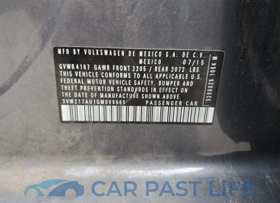 3VW217AU1GM009665# 12