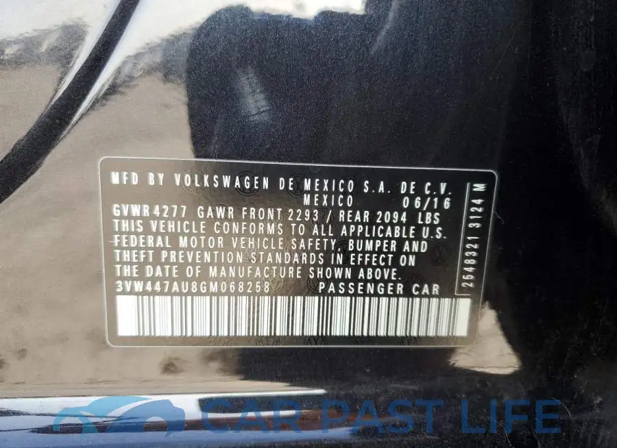 3VW447AU8GM068258# 12