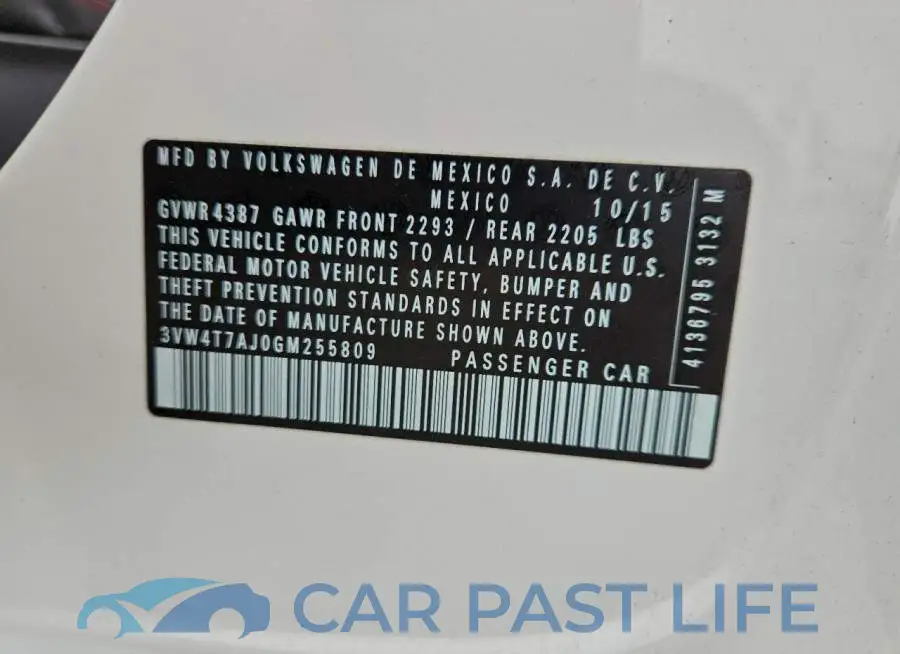 3VW4T7AJ0GM255809# 13