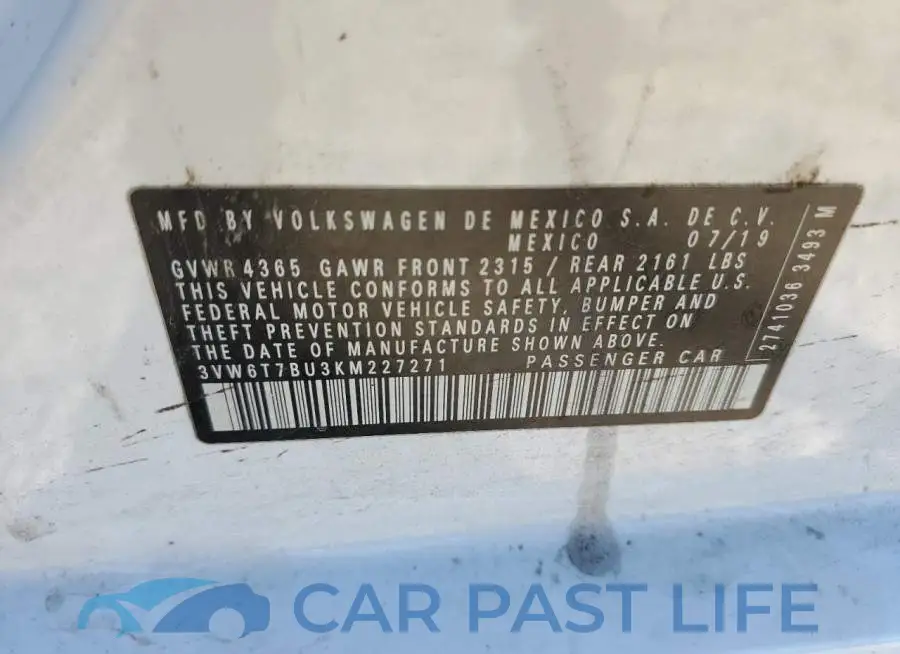3VW6T7BU3KM227271# 12